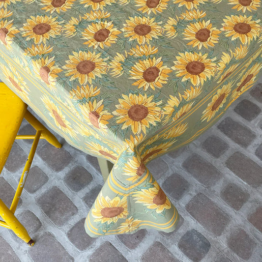 Cotton Tablecloth: "Sunflower Sage"