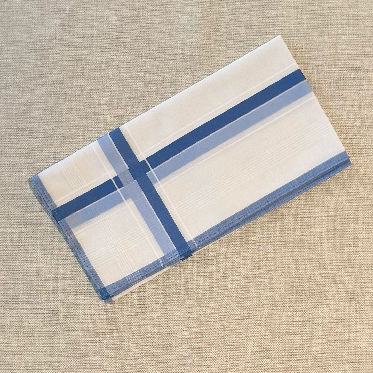 Handkerchief Men's - Luxury Cotton Satin Borders with Embossed Stripes