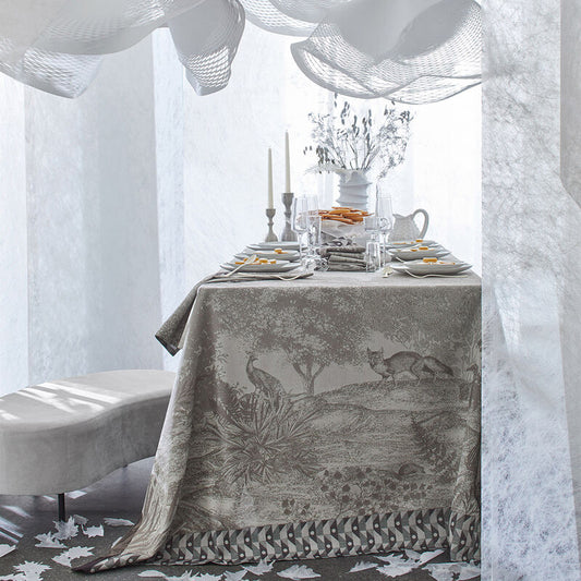 Le Jacquard Francais Tablecloth "Foret Enchantee" Silver