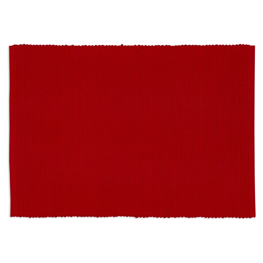 Cotton Ribbed Placemats - Tango Red