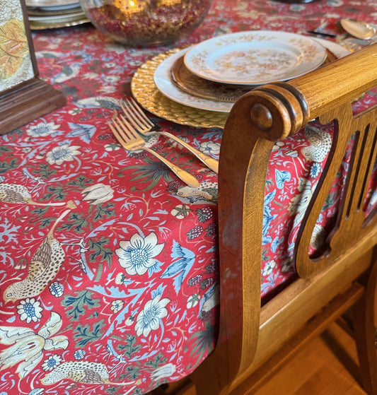 William Morris Strawberry Thief Red Tablecloth