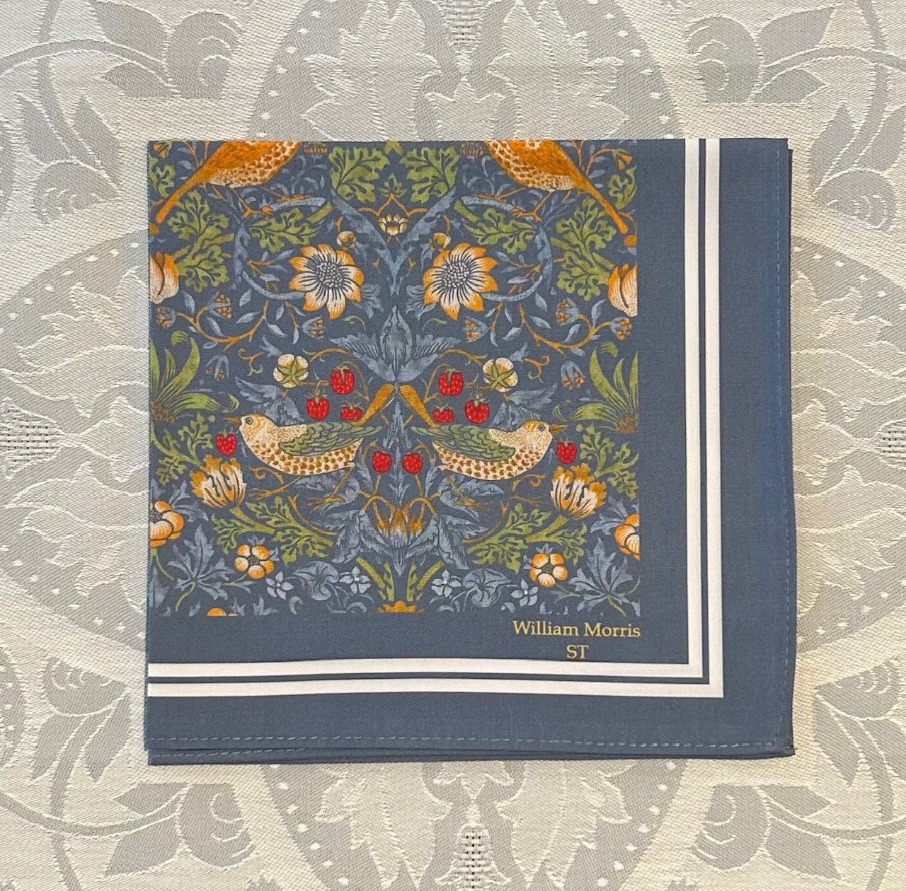 William Morris Handkerchief "Strawberry Thief" Blue