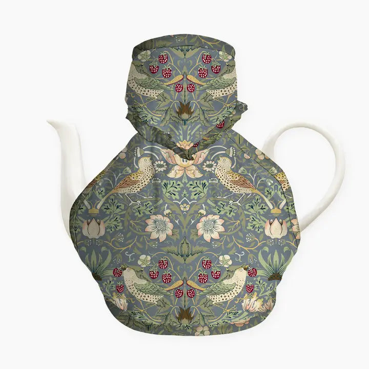 Tea Cozy Muff William Morris "Strawberry Thief" Blue