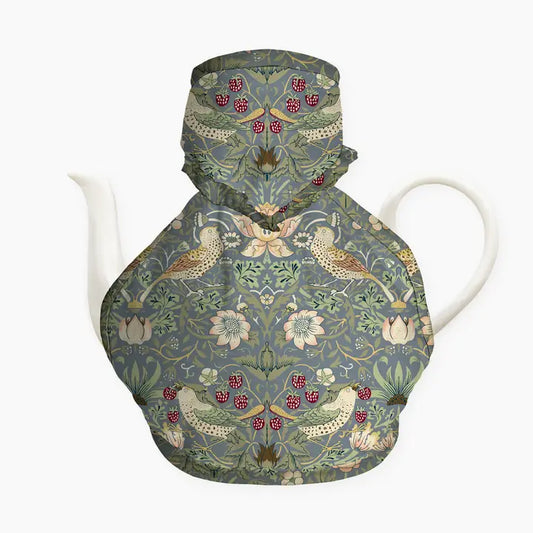 Tea Cozy Muff William Morris "Strawberry Thief" Blue