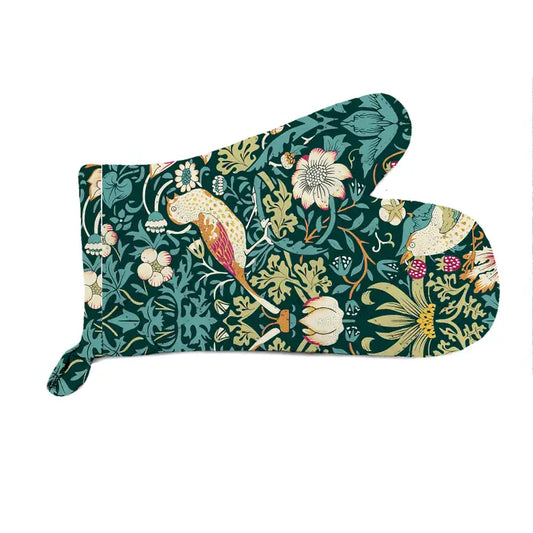 Oven Mitt William Morris "Strawberry Thief" Green