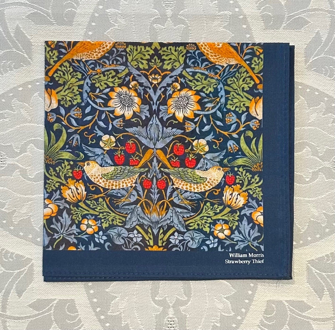 William Morris Handkerchief "Strawberry Thief" Indigo