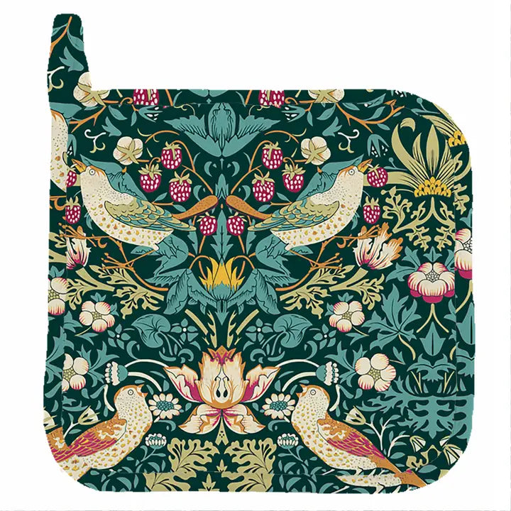 Pot Holder William Morris "Strawberry Thief Green"