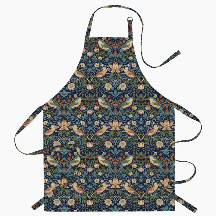 Apron (Cotton) "William Morris Strawberry Thief" Indigo