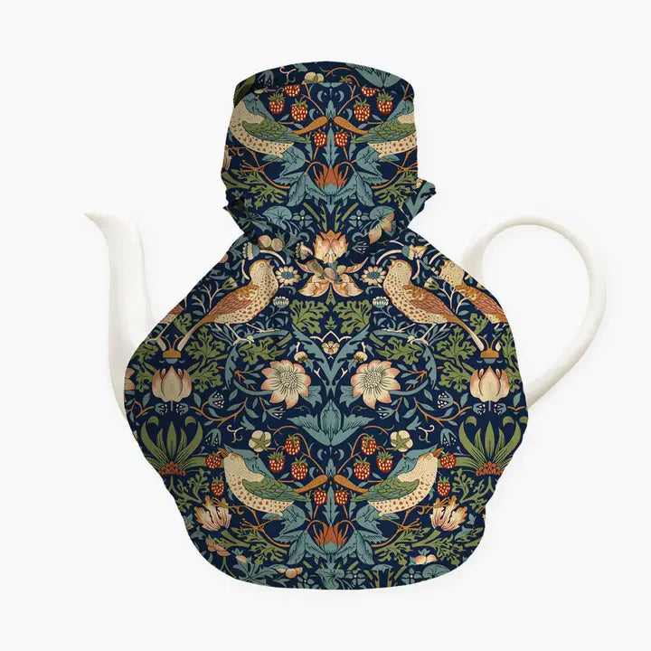 Tea Cozy Muff William Morris "Strawberry Thief" Indigo