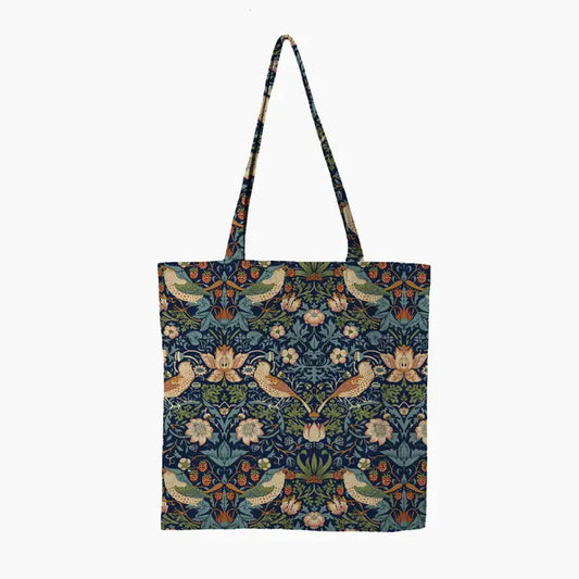 Tote Bag (Coated Cotton) William Morris "Strawberry Thief" Indigo