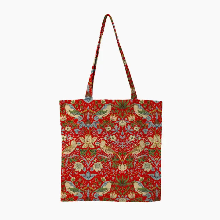 Tote Bag (Coated Cotton) William Morris "Strawberry Thief" Red
