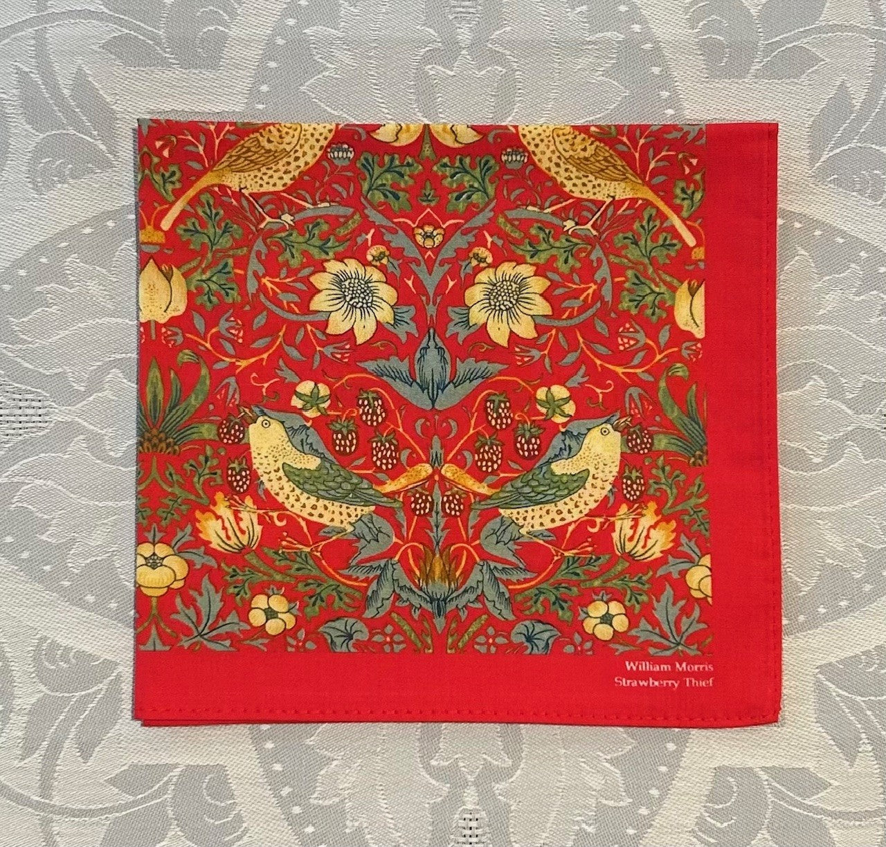 William Morris Handkerchief "Strawberry Thief" Red