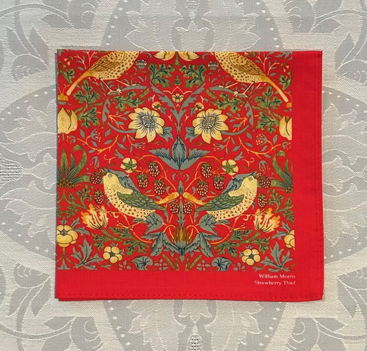 William Morris Handkerchief "Strawberry Thief" Red