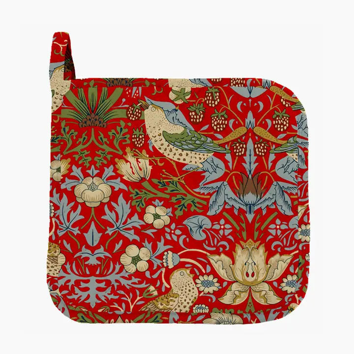 Pot Holder William Morris "Strawberry Thief Red"