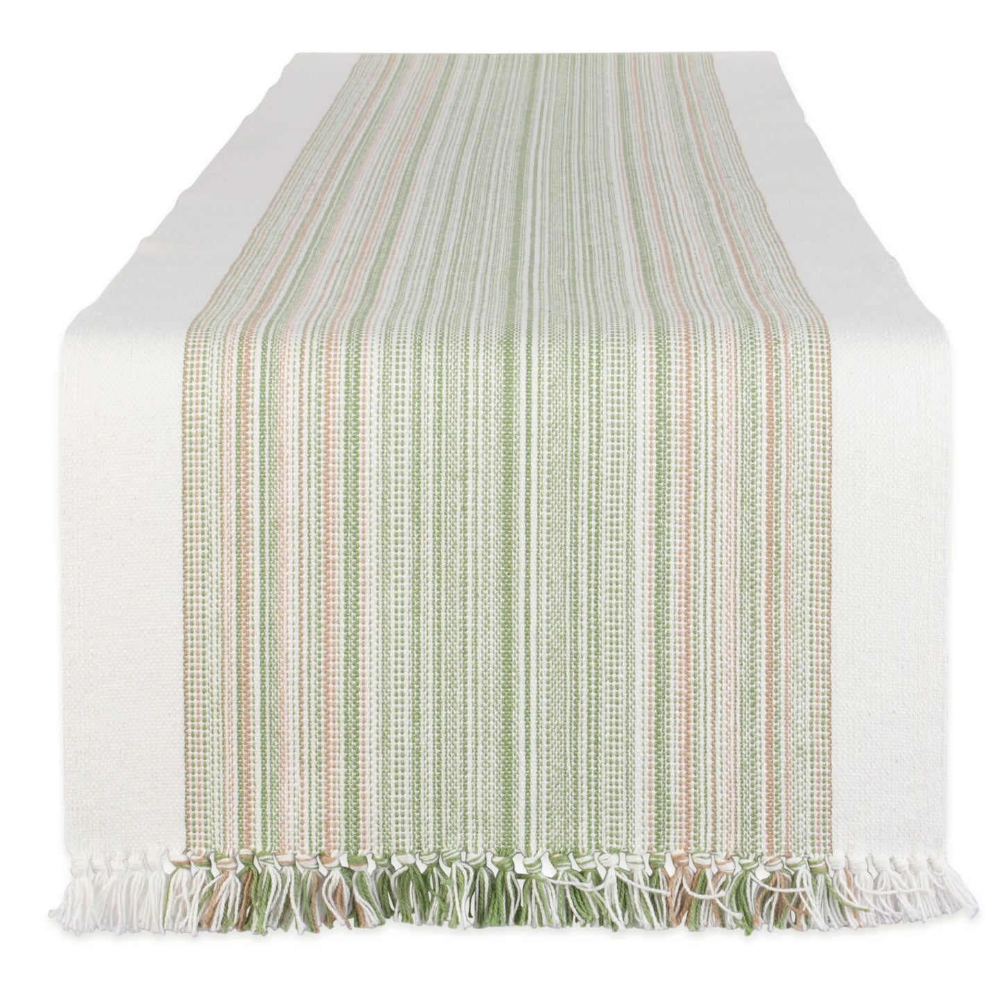 Cotton Runner - Thyme Stripe Fringe Ribbed