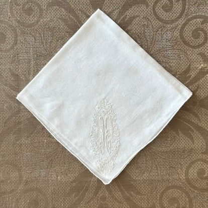Estate/Vintage Ladies Handkerchief - "N" Monogram Linen