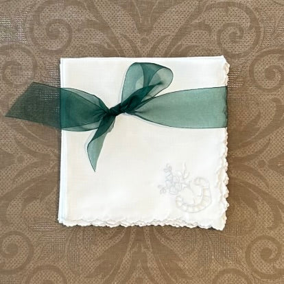 Estate/Vintage Set of Six Linen Napkins With Cutwork and Scalloped Edges
