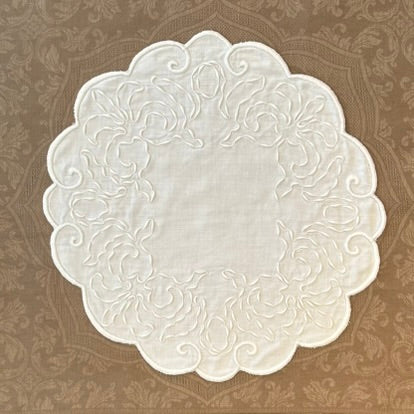 Estate/Vintage Linen Doily - Coronation Cord Embroidery