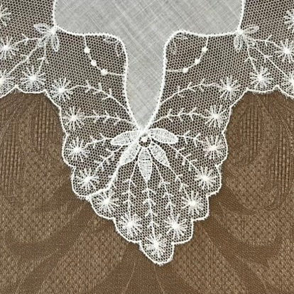 Estate/Vintage Ladies Handkerchief - Cream Cotton With Ornate Lace Edge