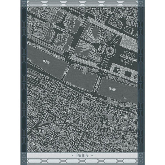 Le Jacquard Français Tea Towel "Vol D'Oiseau - Paris" Black