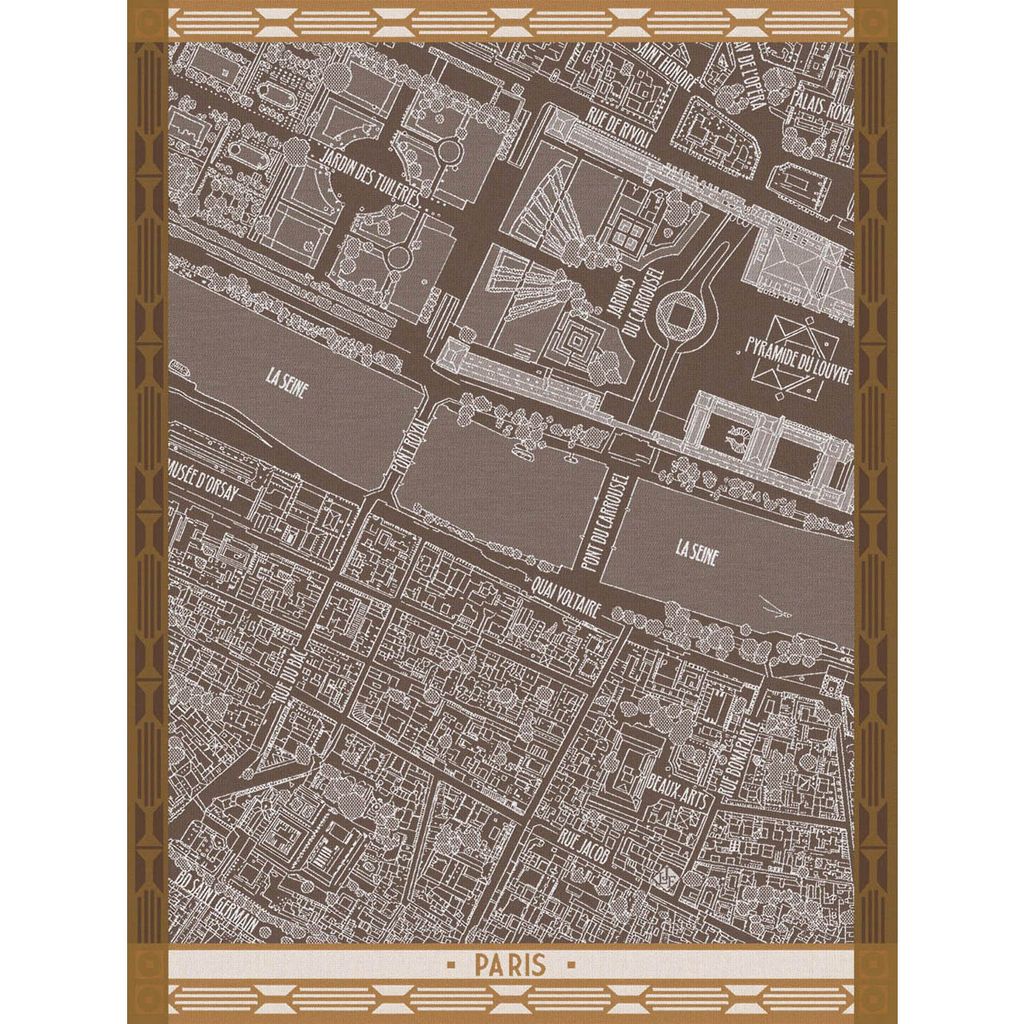 Le Jacquard Français Tea Towel "Vol D'Oiseau - Paris" Brown