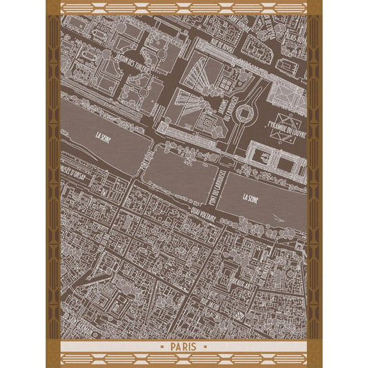 Le Jacquard Français Tea Towel "Vol D'Oiseau - Paris" Brown