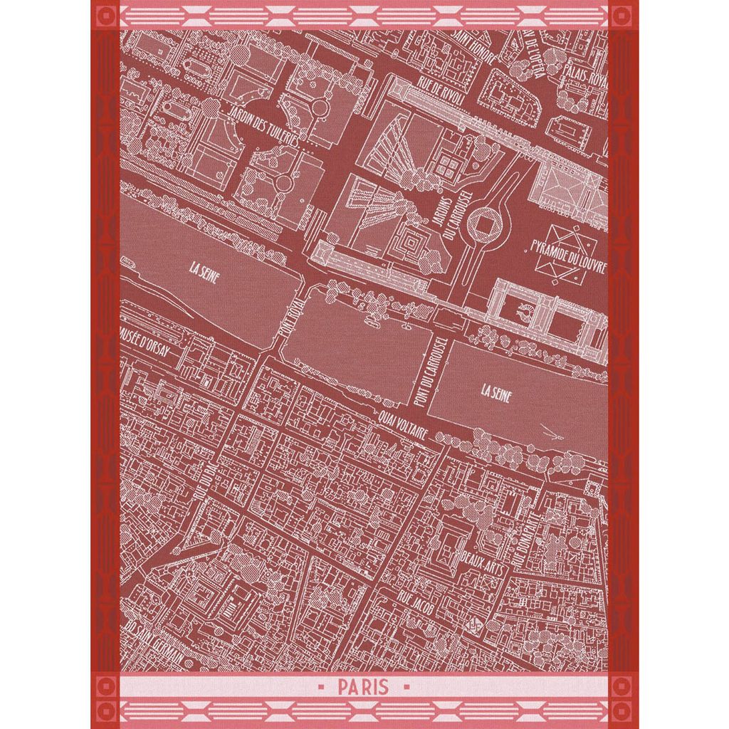 Le Jacquard Français Tea Towel "Vol D'Oiseau - Paris" Red