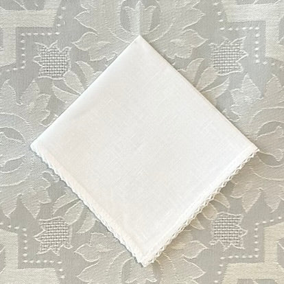 Handkerchief Ladies - White Linen with Picot Edge