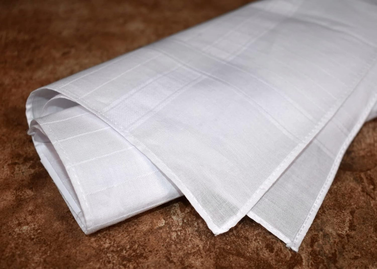 Handkerchief Men's - White Cotton Satin Borders