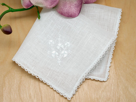 Handkerchief Ladies - Linen White Shamrock