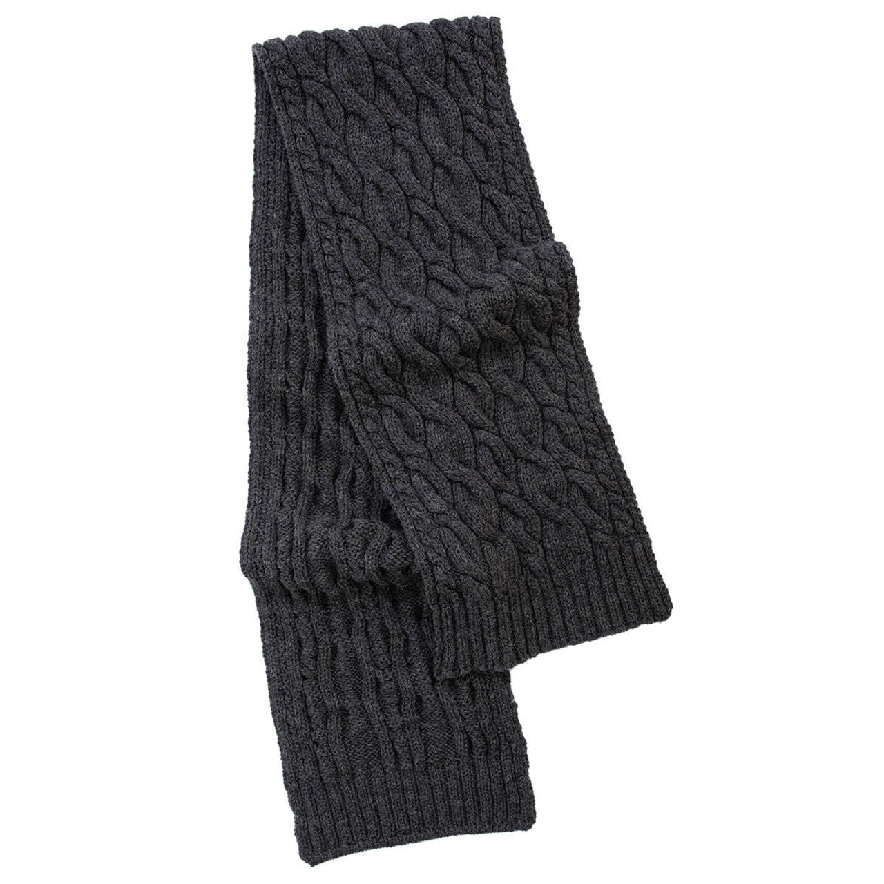 Irish Cable Knit Scarf - Charcoal