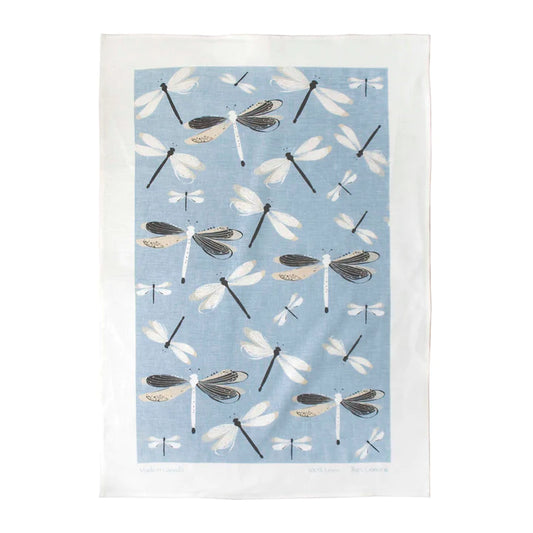 Rain Goose Linen Tea Towel "Dragonfly" Blue
