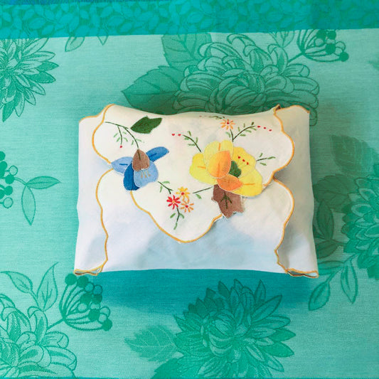 Hot Roll Cover / Bread Wrap - Blue & Yellow Flowers