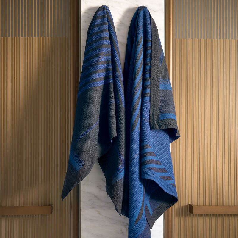 Le Jacquard Francais Cotton Bath Towels "Bath Club" - Dark Blue