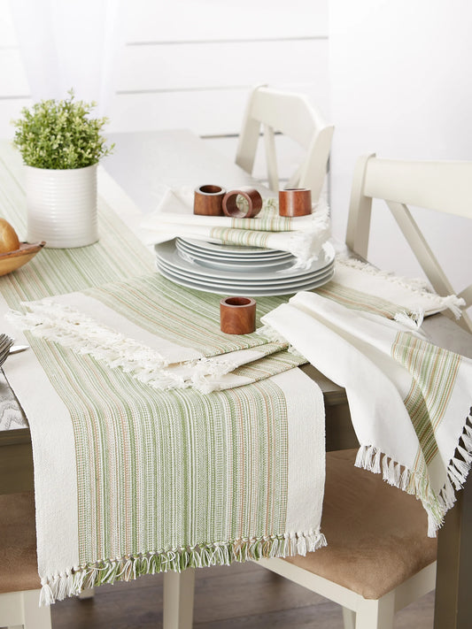 Cotton Napkins - Thyme Stripe Fringe Napkin