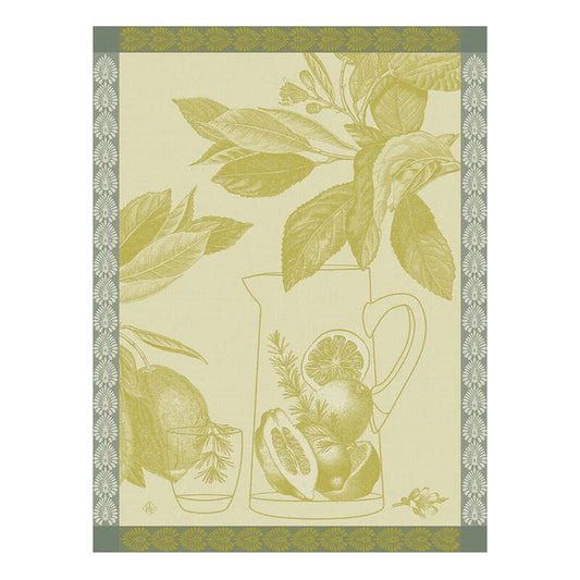 Le Jacquard Français Tea Towel "Eaux de Citrons" Yuzu Yellow