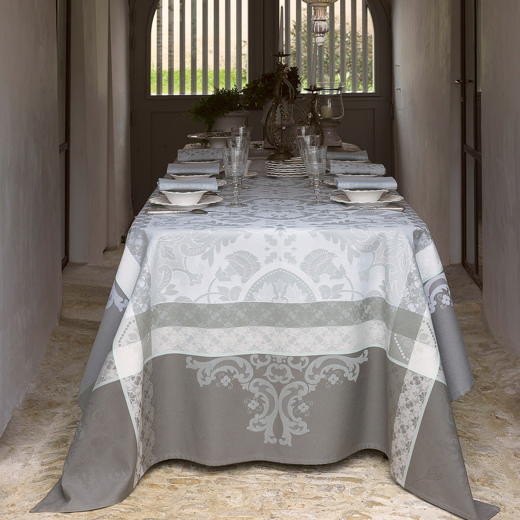 Le Jacquard Francais Tablecloth "Azulejos" Grey