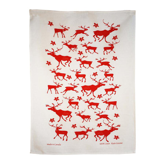 Rain Goose Linen Tea Towel "Caribou"