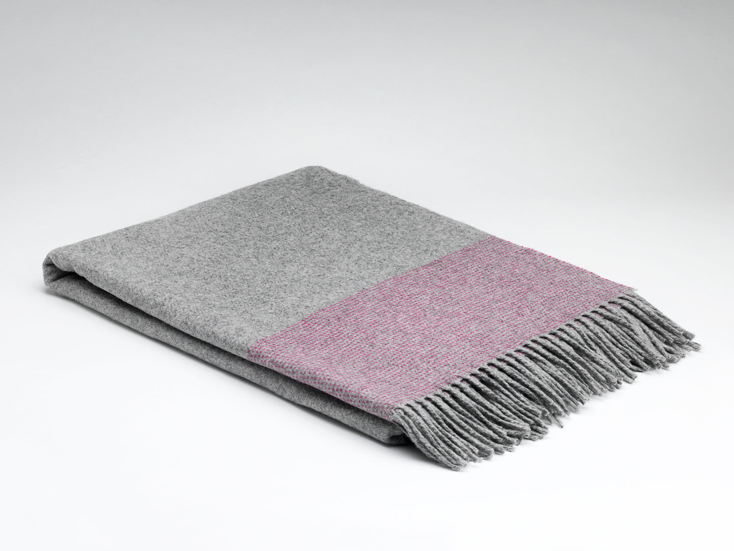 McNutt Cashmere/Merino Wool Throw "Silver & Raspberry"