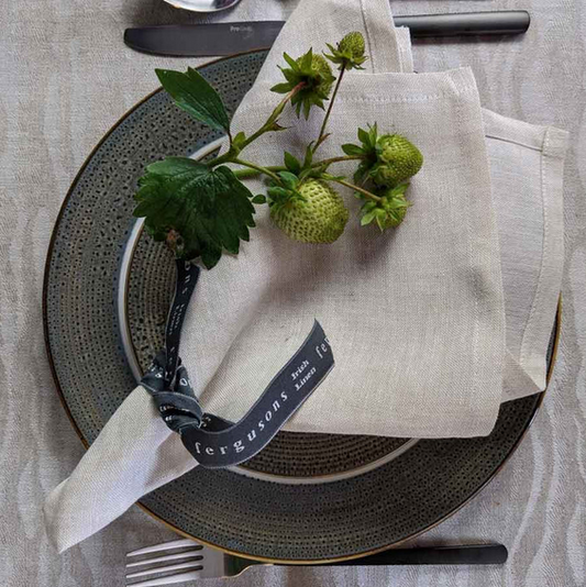 Classic Irish Linen Hem Stitch Napkins - Natural