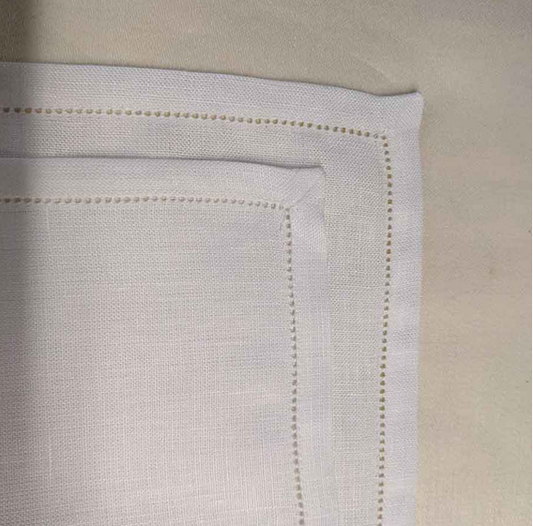 Classic Irish Linen Hem Stitch Napkins - White