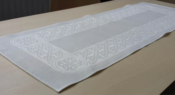 Irish Damask Linen Runners - Colmcille Design Natural