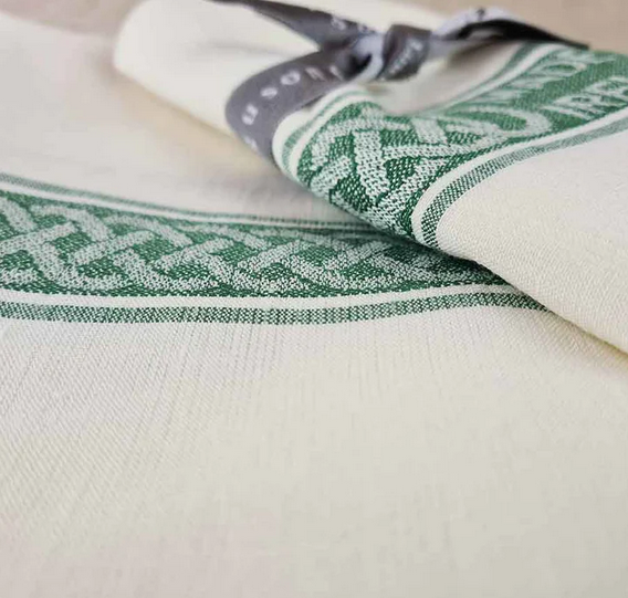 Tea Towel (Linen) "Celtic Scroll" Green
