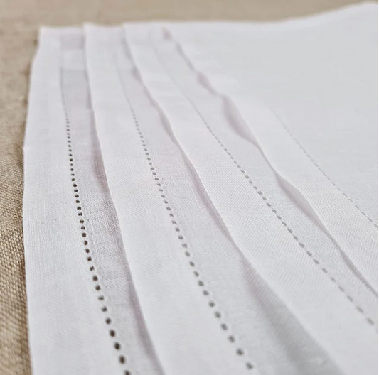 Classic Irish Linen Hemstitch Placemats - White