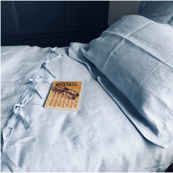 Oxford Pillowcases - 100% Pure Irish Linen Chambray (Ocean Blue)
