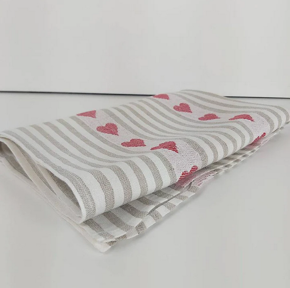 Tea Towel (Linen) "French Hearts"