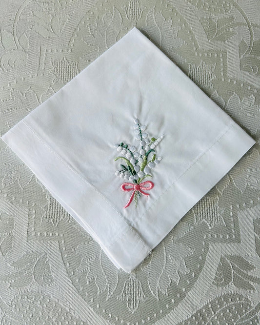 Handkerchief Ladies - Embroidered Wide Hem Lily of the Valley