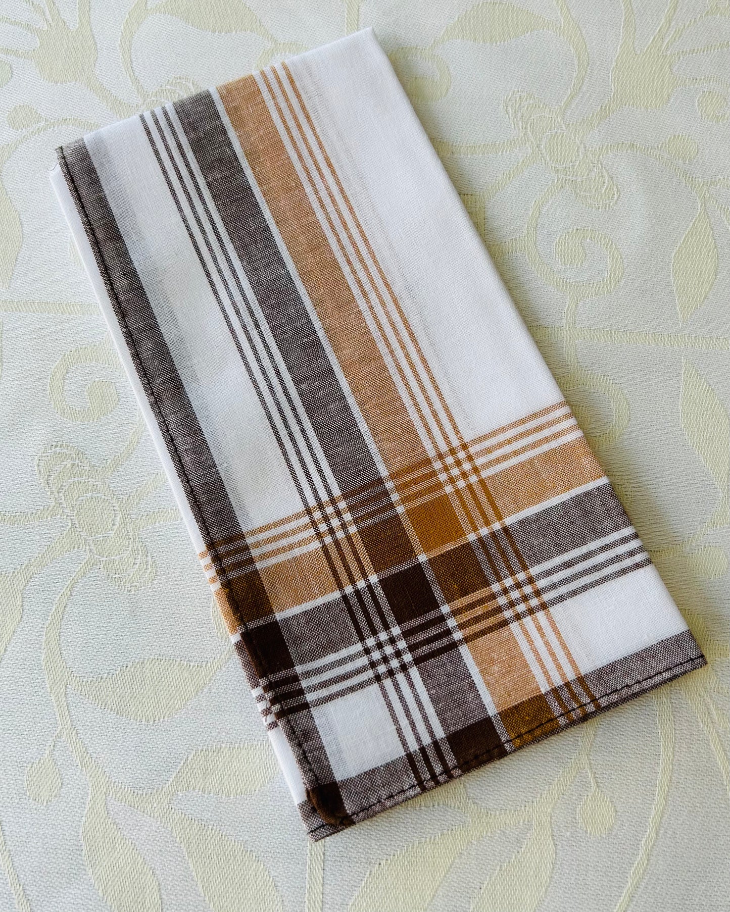 Handkerchief Men's - Woven Borders White Centres