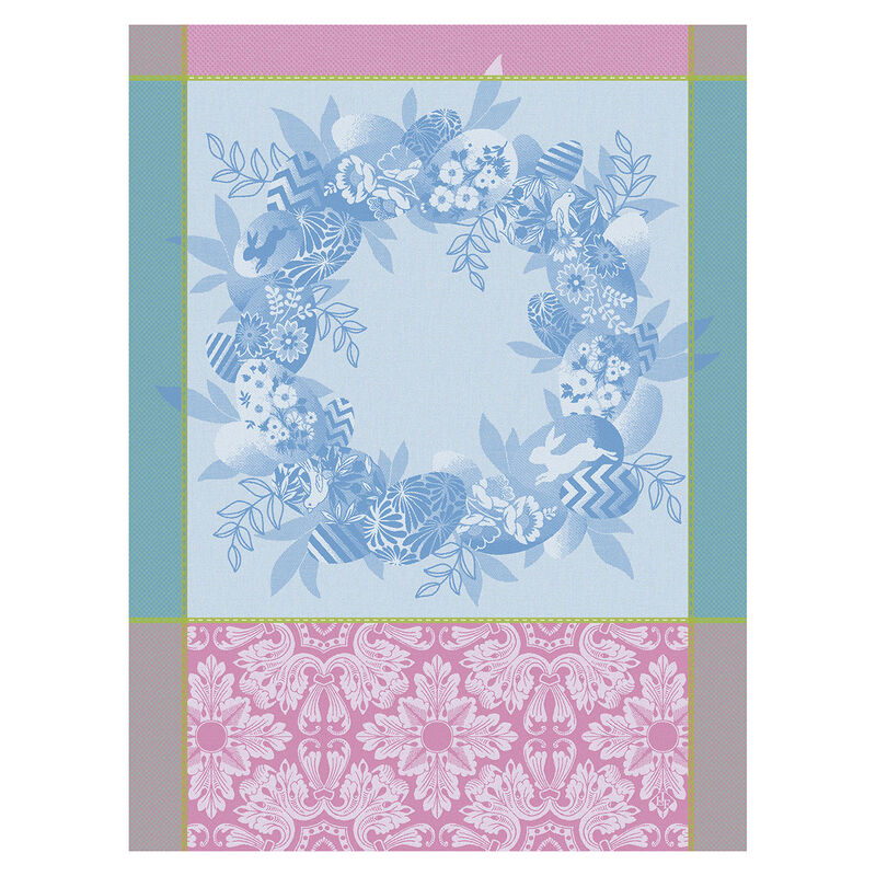 Le Jacquard Francais Tea Towel "Couronne de Paques" Pink