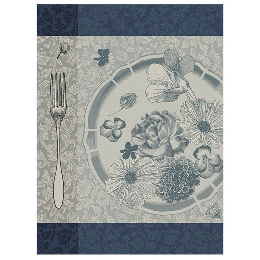 Le Jacquard Français Tea Towel "Fleurs à Croquer"  Etamine Blue